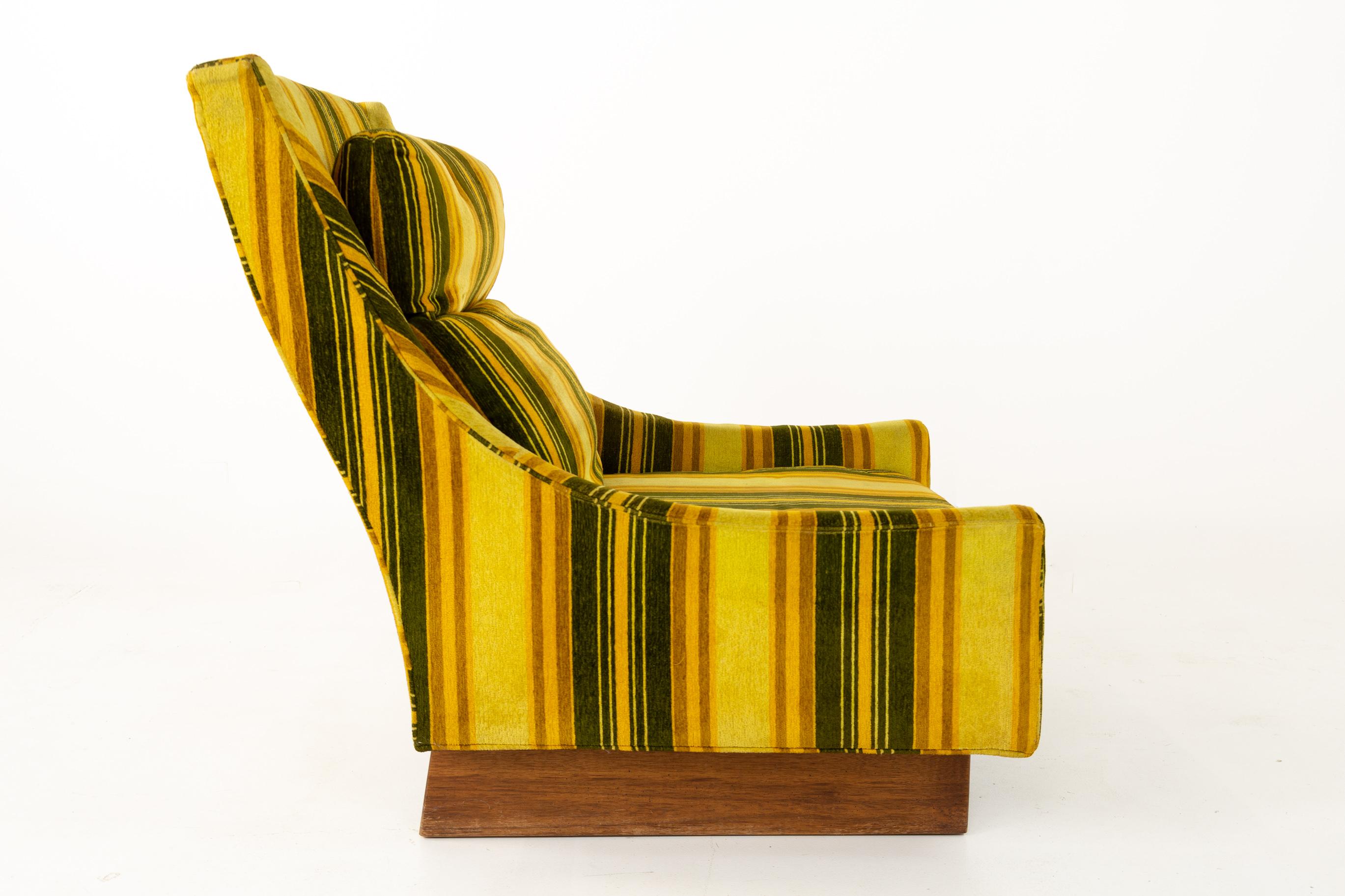 Late 20th Century Adrian Pearsall Style Mid Century Walnut Sleigh Leg Lounge Chair and Ottoman