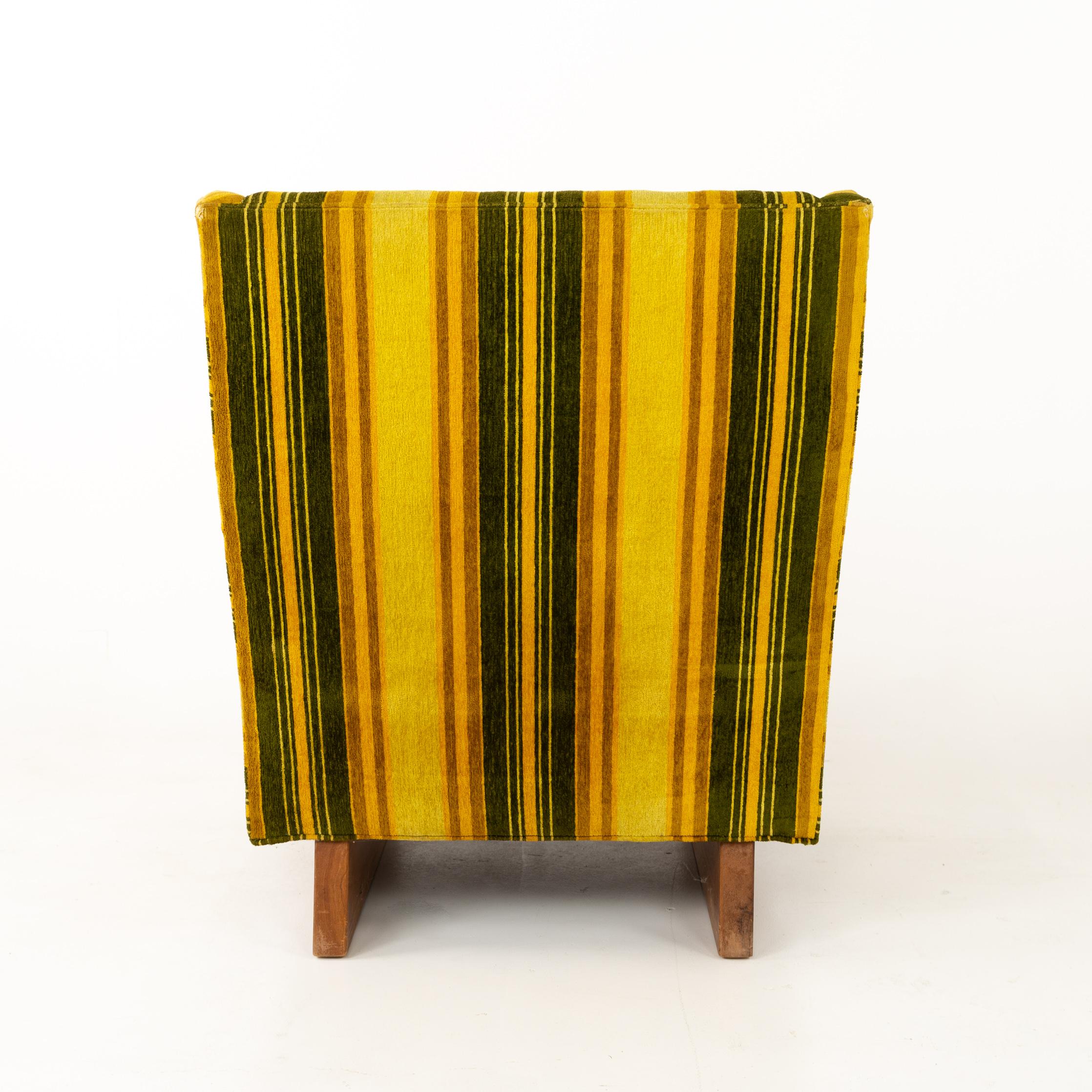 Adrian Pearsall Style Mid Century Walnut Sleigh Leg Lounge Chair and Ottoman 1