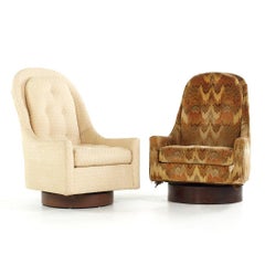 Adrian Pearsall Style Mid Century Walnut Swivel Lounge Chair – Pair