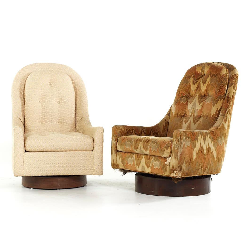 Mid-Century Modern Adrian Pearsall Style Mid Century Walnut Swivel Lounge Chair – Pair For Sale