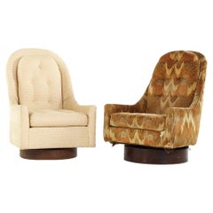 Adrian Pearsall Style Mid Century Walnut Swivel Lounge Chair – Pair