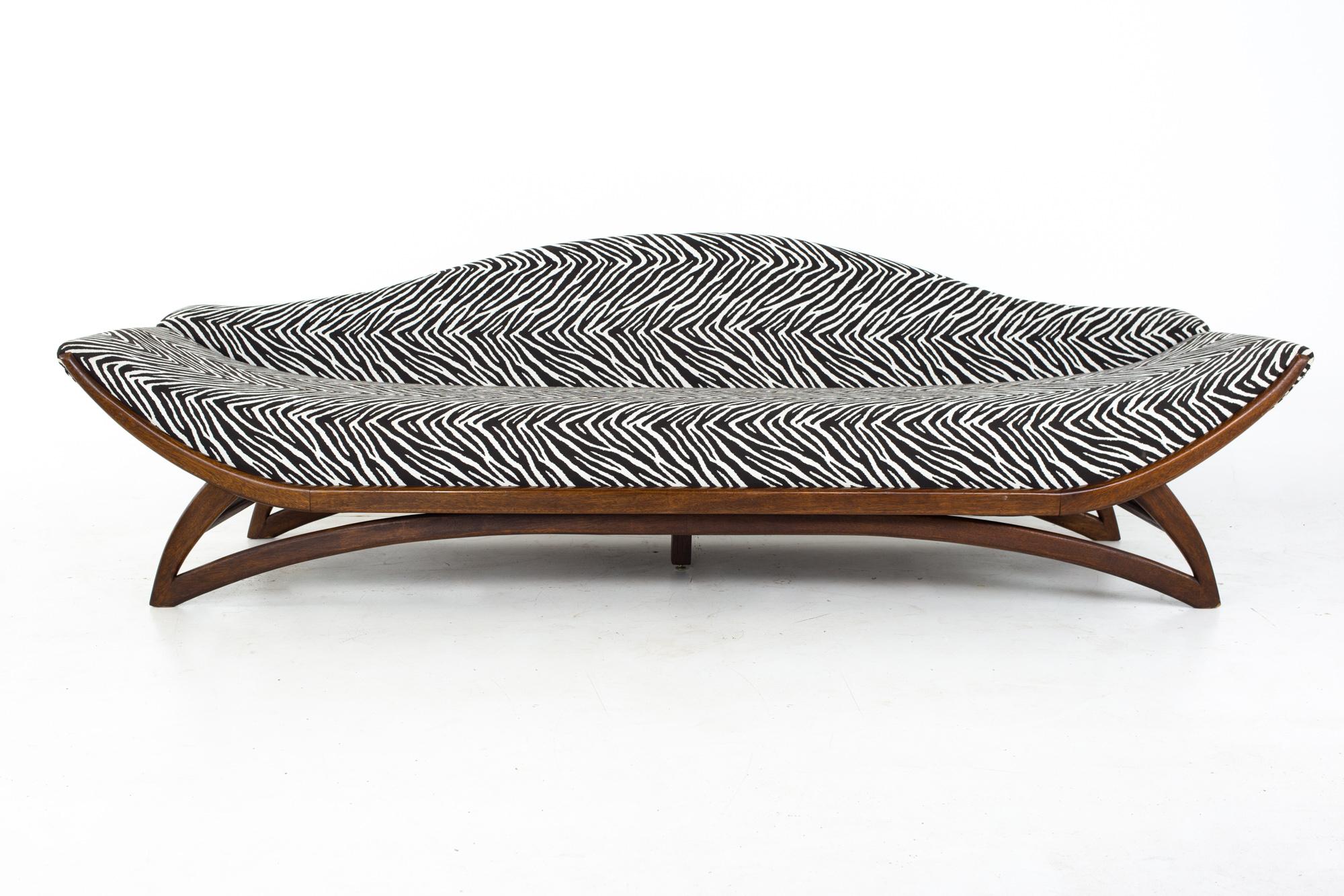Mid-Century Modern Adrian Pearsall Style Mid Century Zebra Stripe Gondola Sofa