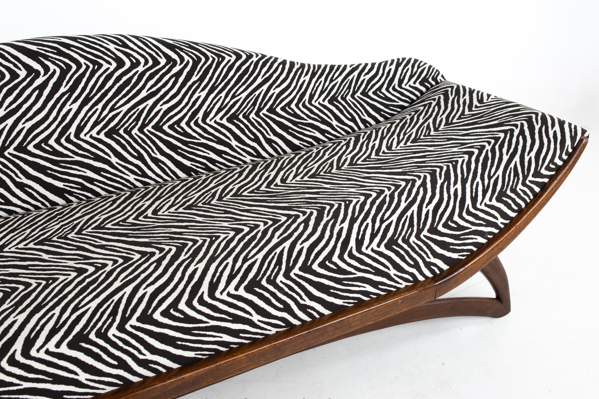 Late 20th Century Adrian Pearsall Style Mid Century Zebra Stripe Gondola Sofa