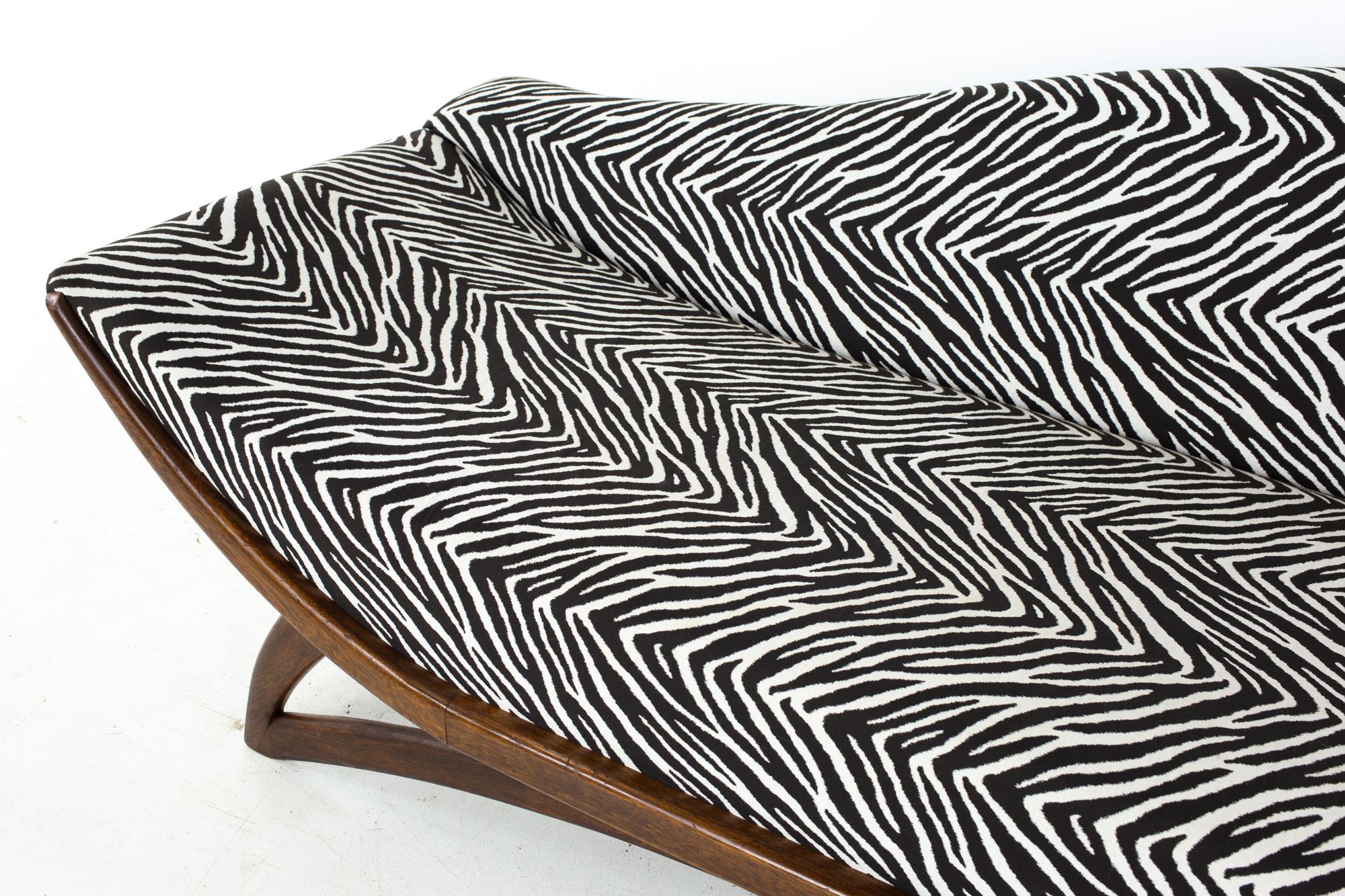 Upholstery Adrian Pearsall Style Mid Century Zebra Stripe Gondola Sofa