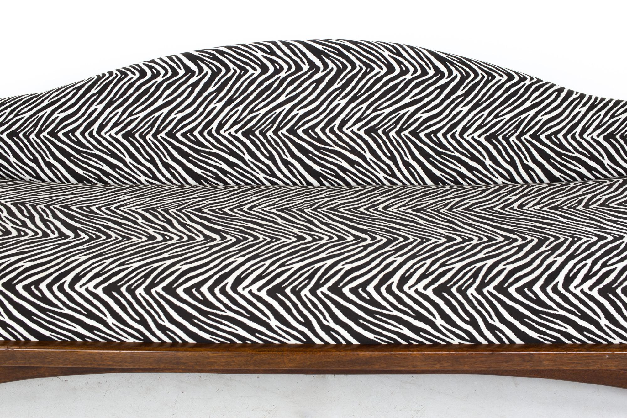 Adrian Pearsall Style Mid Century Zebra Stripe Gondola Sofa 1