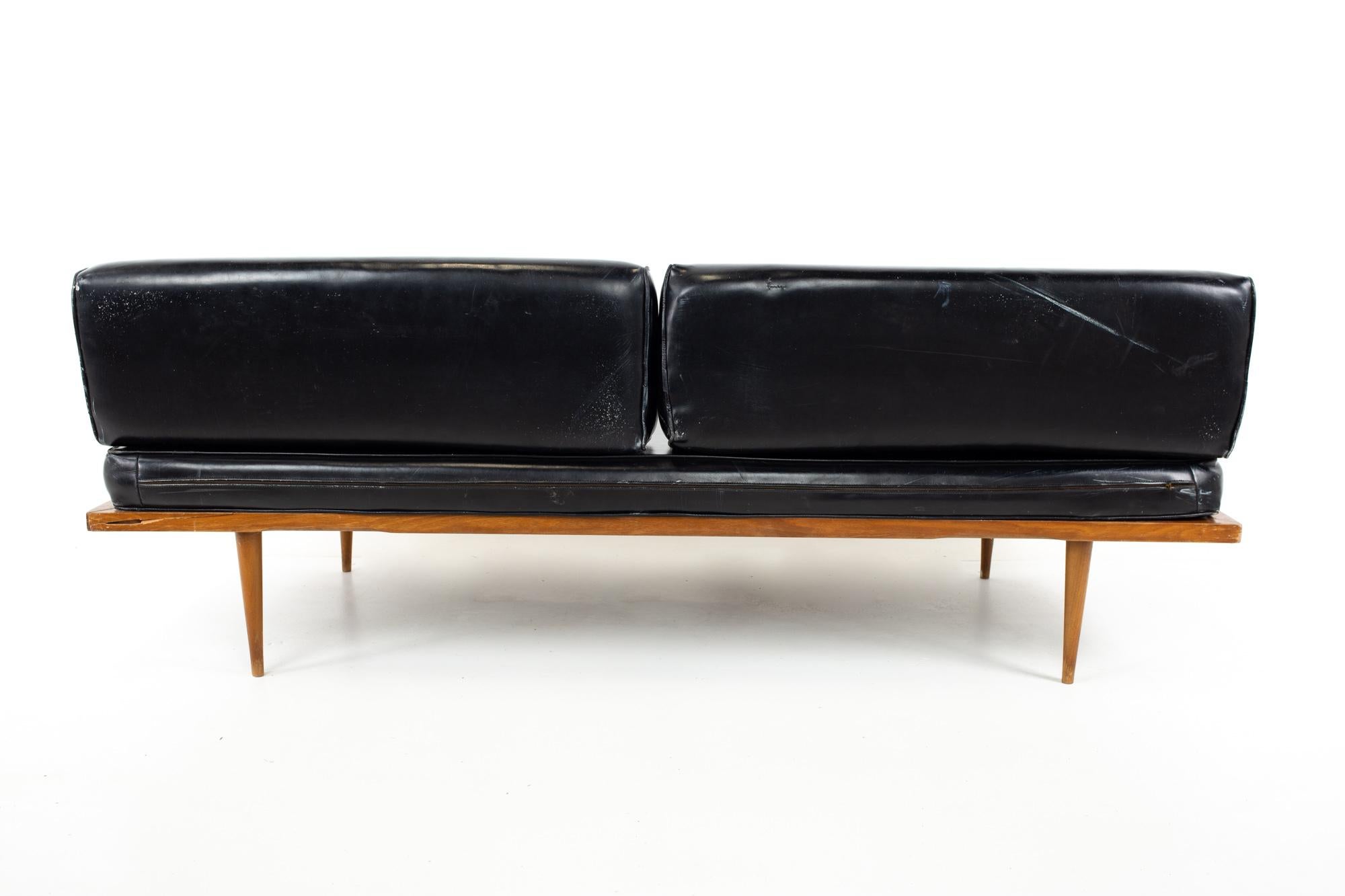 Mid-Century Modern Adrian Pearsall Style Mid Century Chevron Walnut Sofa Daybed