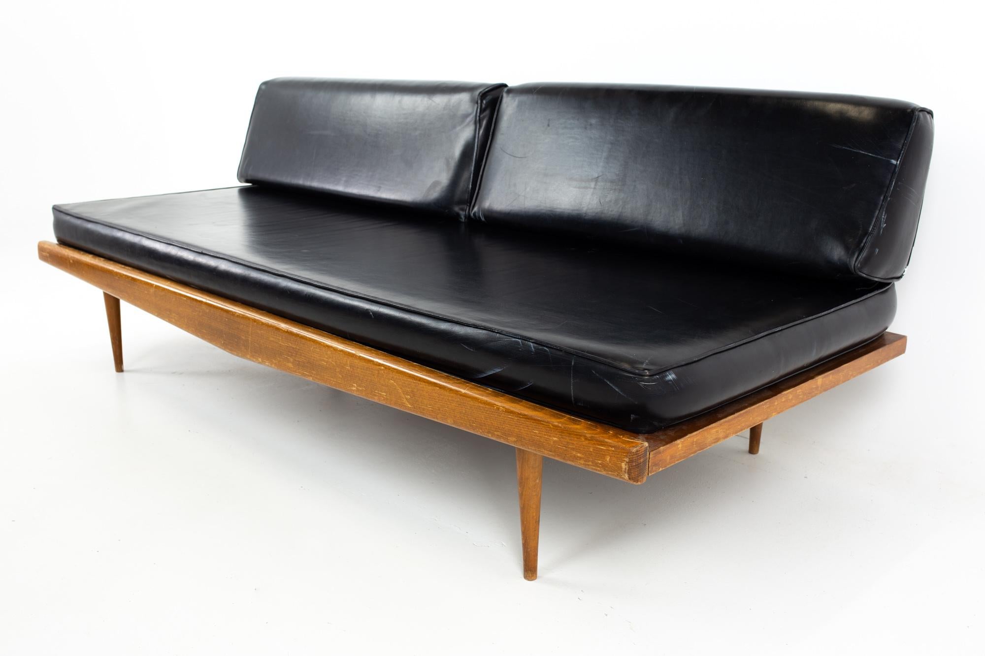 Unknown Adrian Pearsall Style Mid Century Chevron Walnut Sofa Daybed