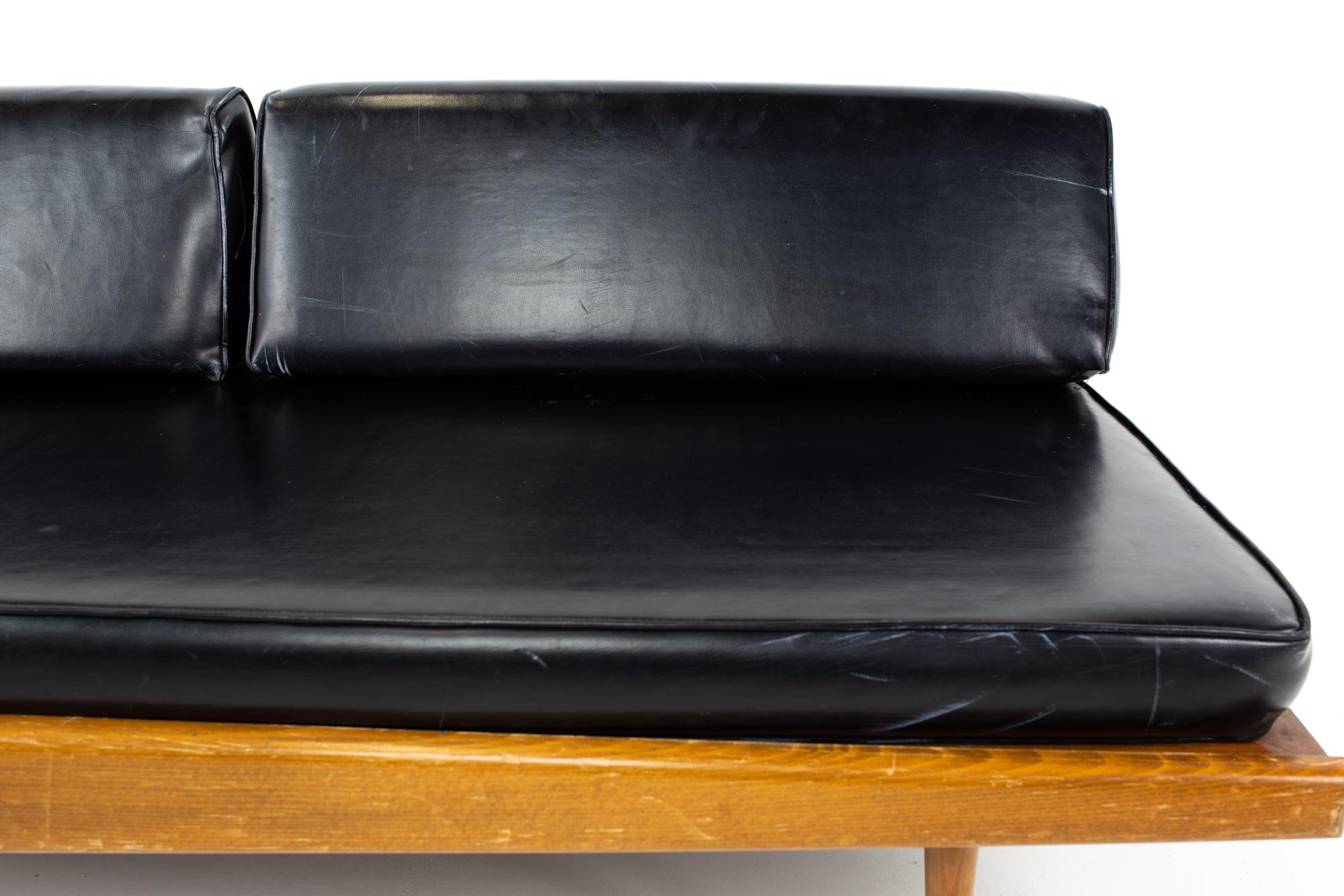 Late 20th Century Adrian Pearsall Style Mid Century Chevron Walnut Sofa Daybed