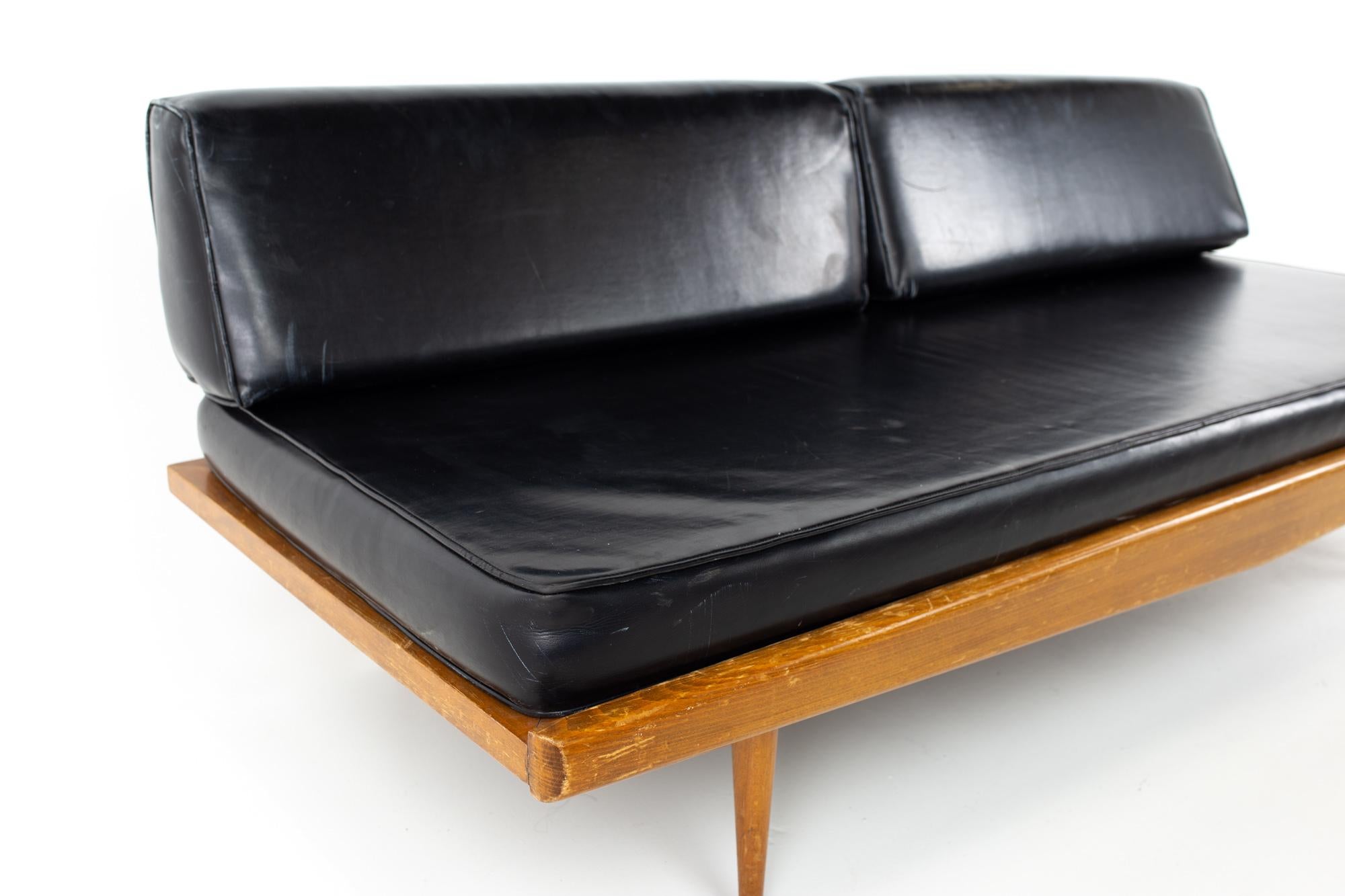 Adrian Pearsall Style Mid Century Chevron Walnut Sofa Daybed 1