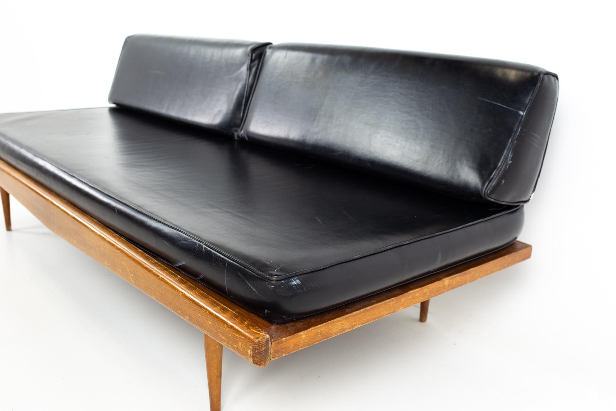 Adrian Pearsall Style Mid Century Chevron Walnut Sofa Daybed 2