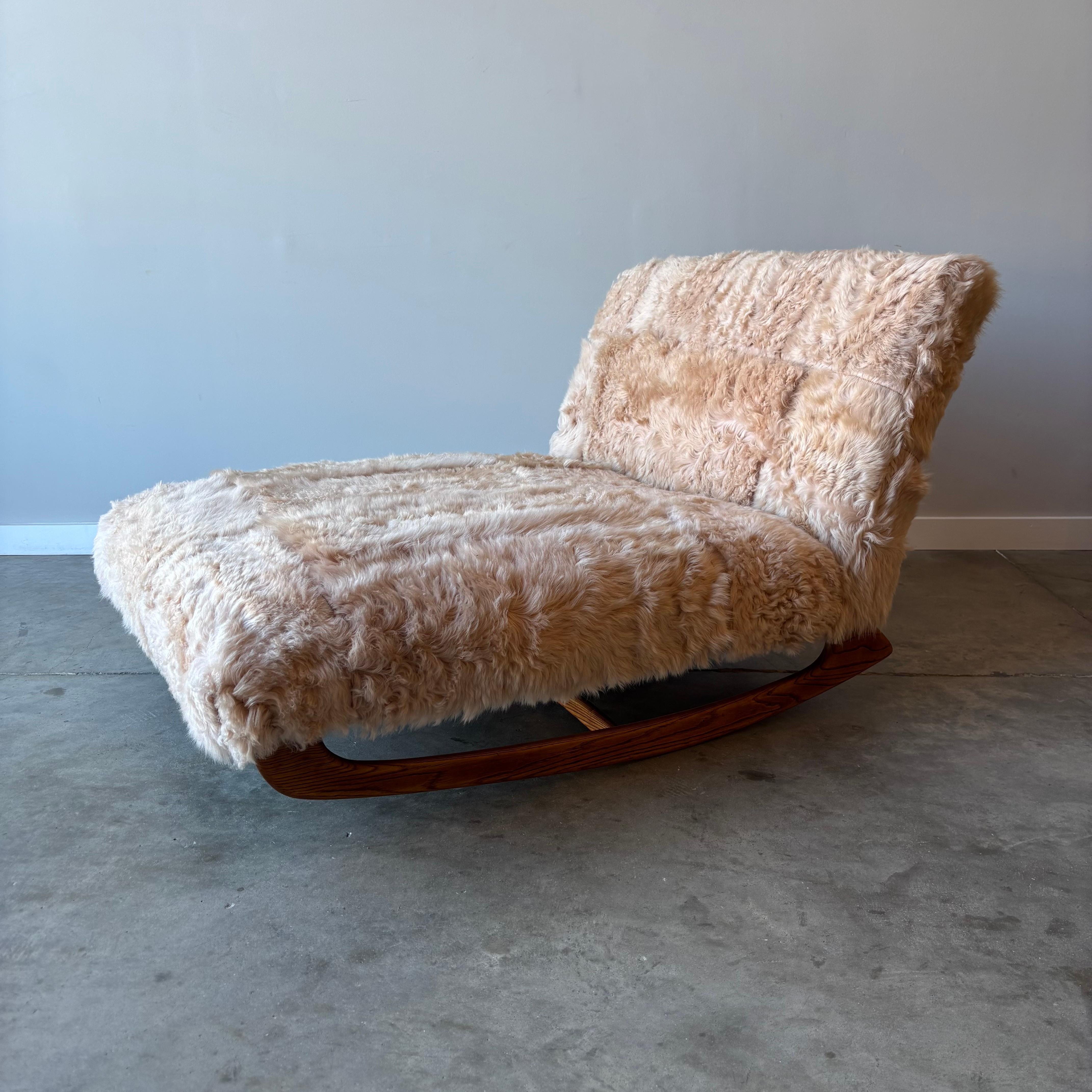 Adrian Pearsall Style Rocking Chaise in Blush Sheepskin 5