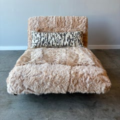Adrian Pearsall Style Rocking Chaise in Blush Sheepskin
