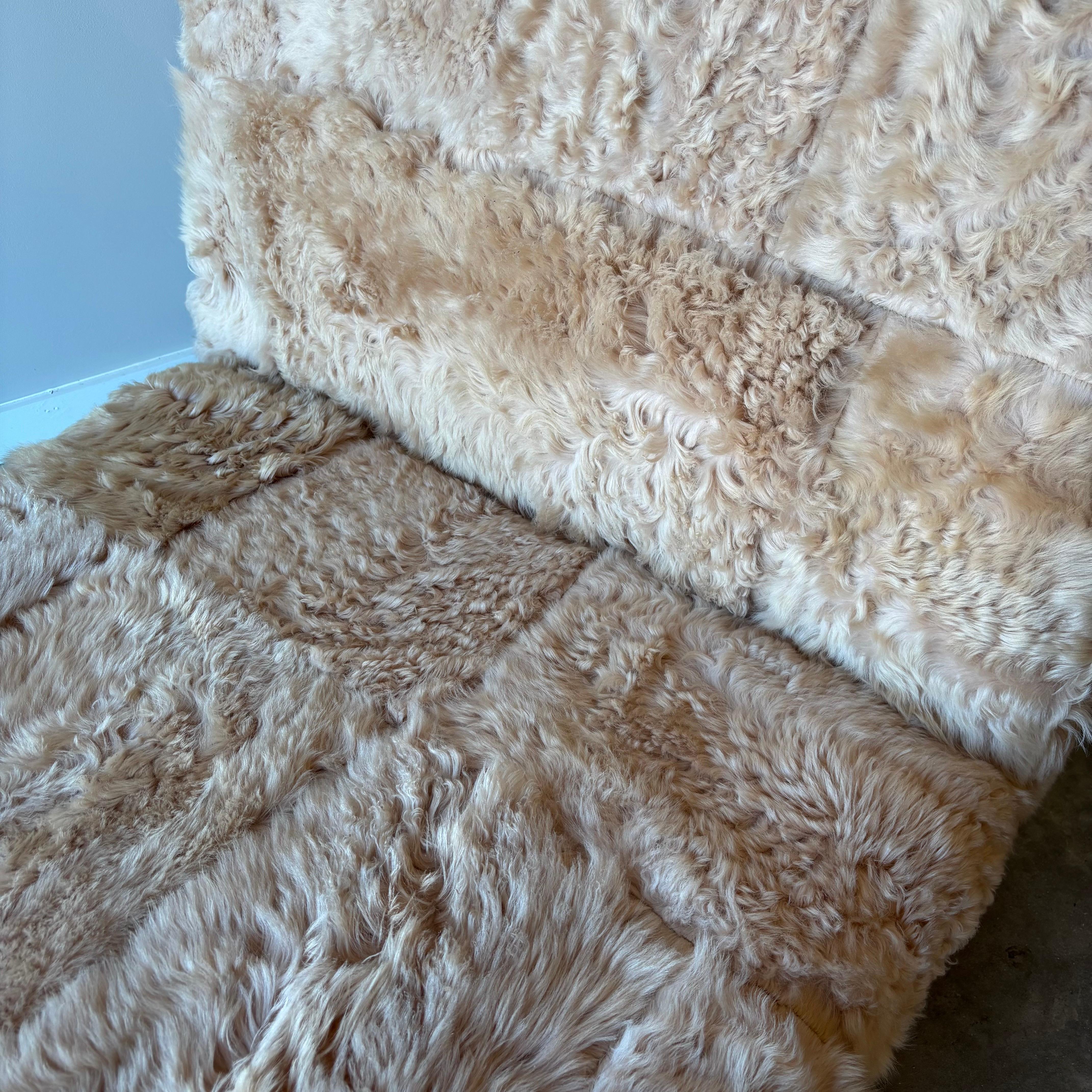 Adrian Pearsall Style Rocking Chaise in Blush Sheepskin 4