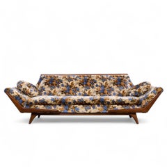 Adrian Pearsall Style Rowe Mid Century Walnut Gondola Sofa