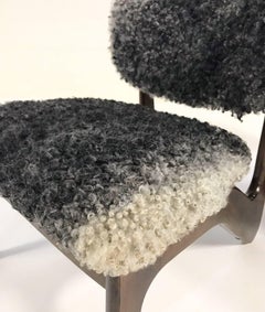 Adrian Pearsall Style Sculptural Chairs Restored in Gotland Sheepskin, Pair
