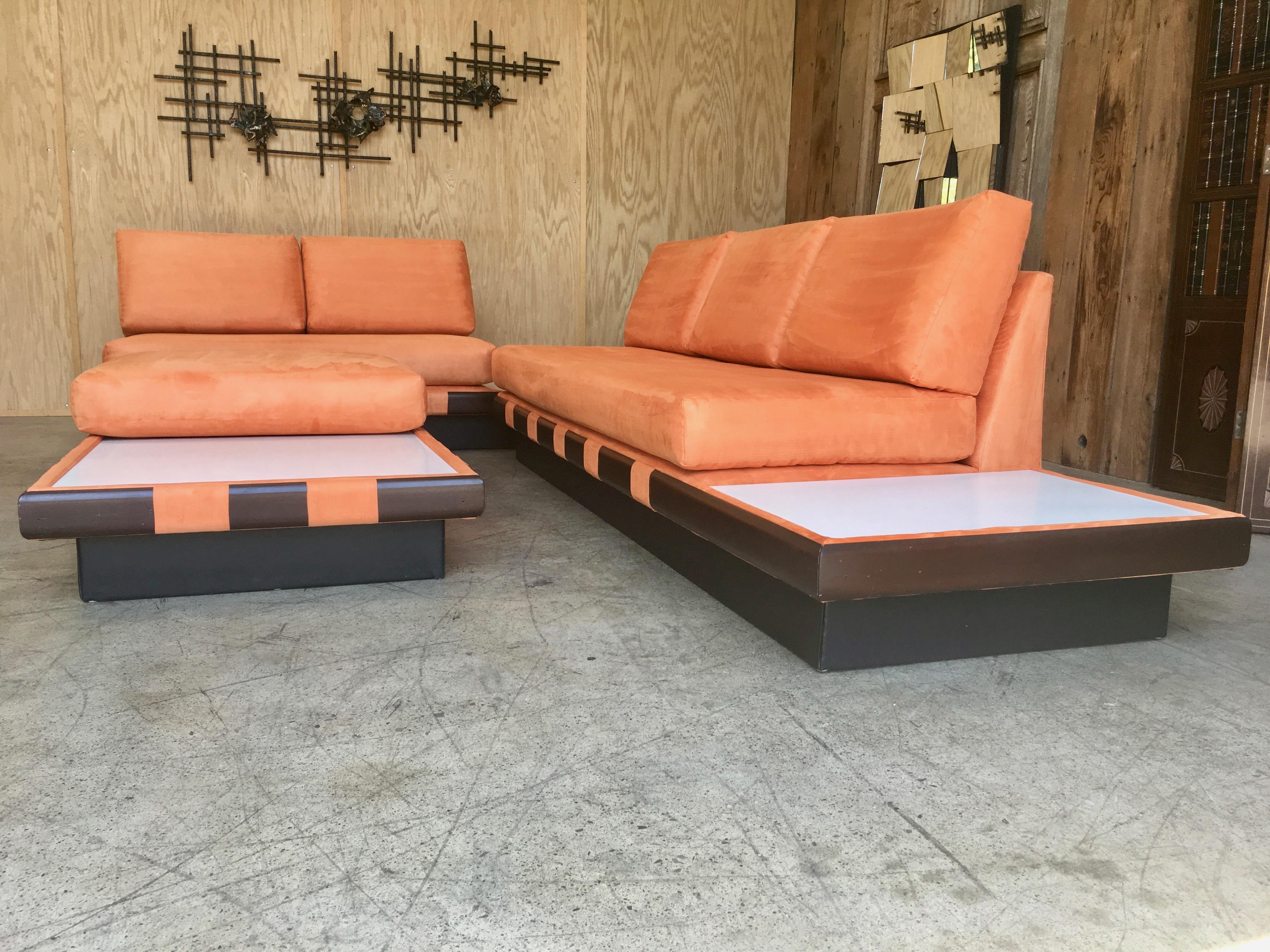 Wood Adrian Pearsall Style Sofa Sectional and Coffee Table