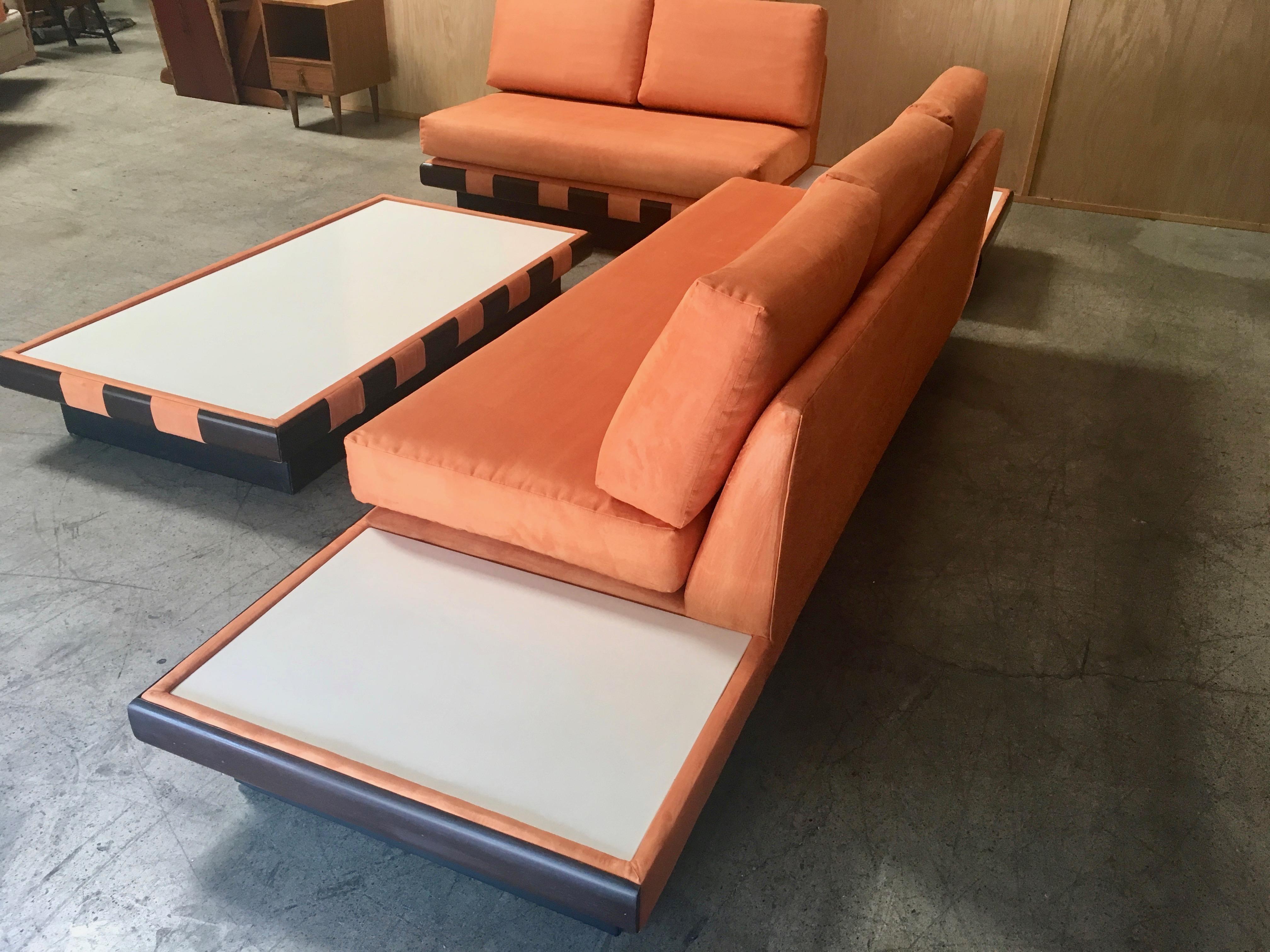 Adrian Pearsall Style Sofa Sectional and Coffee Table In Good Condition In Denton, TX