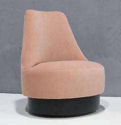 Adrian Pearsall Style Swivel Chair in Blush Mohair