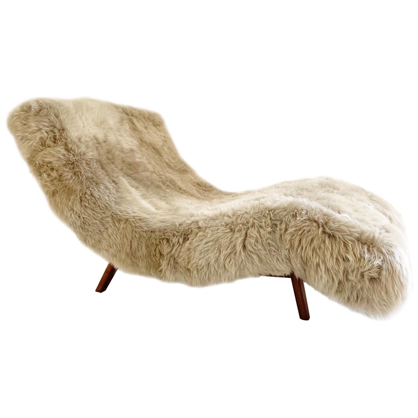 Adrian Pearsall Style Wave Chaise Lounge in New Zealand Sheepskin