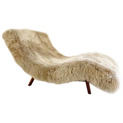 Adrian Pearsall Style Wave Chaise Lounge in New Zealand Sheepskin