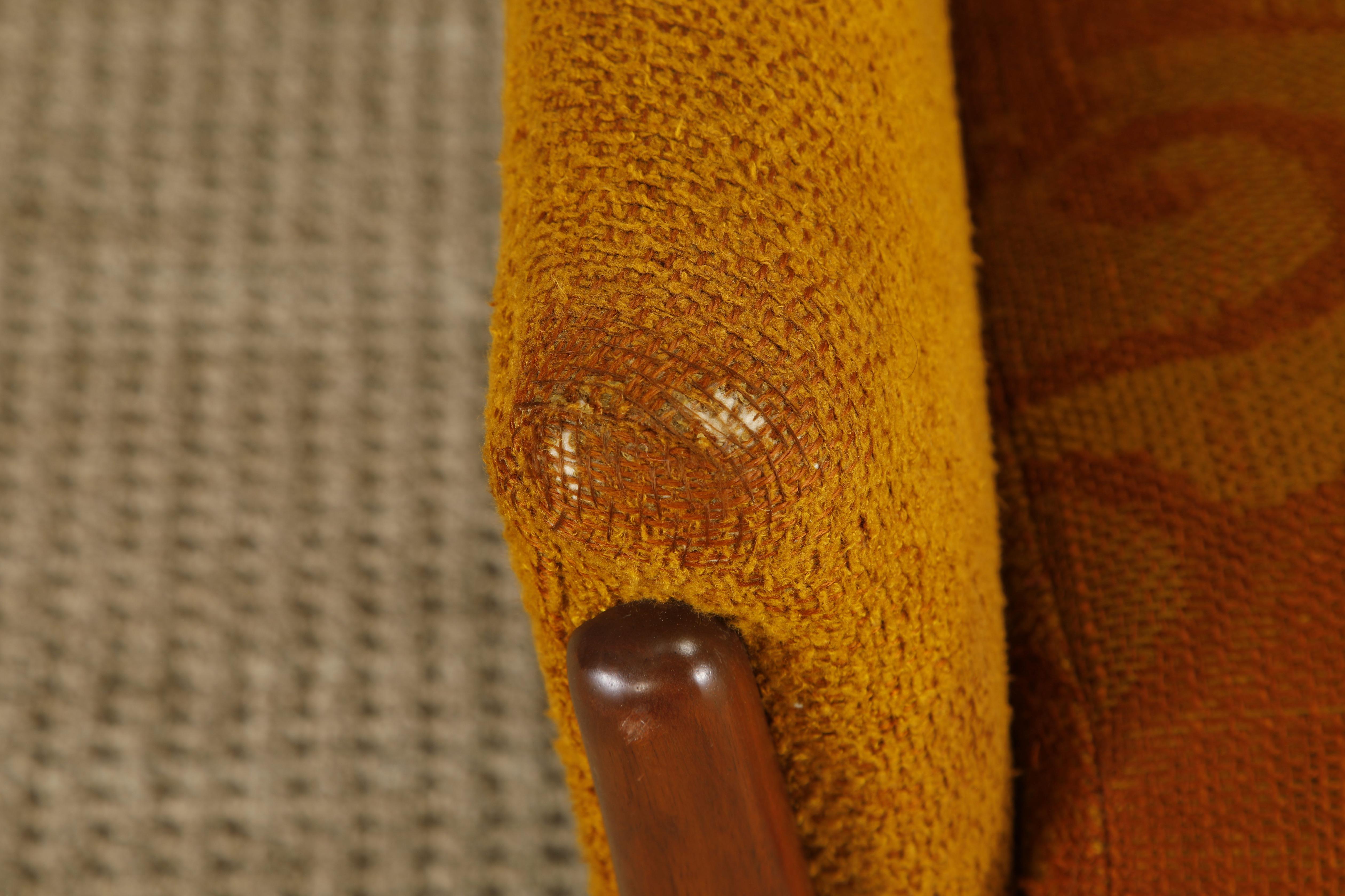 Fabric Adrian Pearsall Styled Vintage Sculptural Wood Lounge Armchair, 1960s For Sale