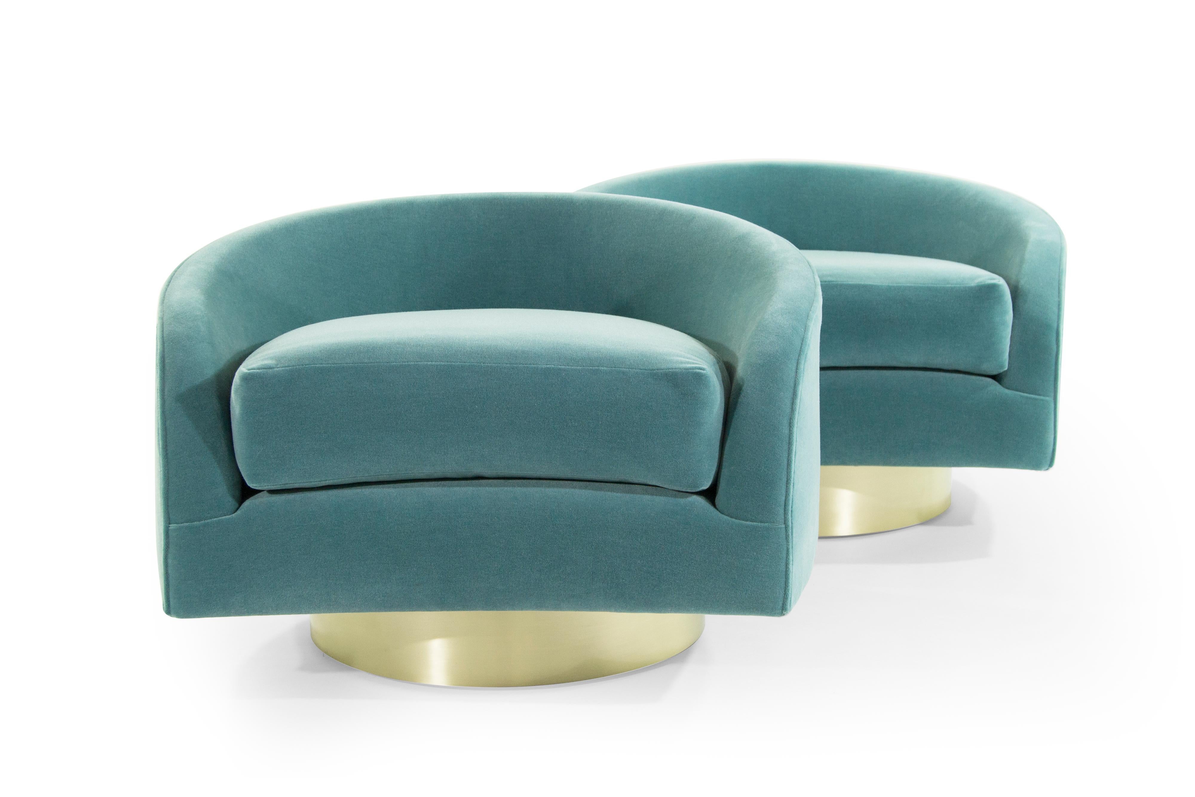 Brass Adrian Pearsall Swivel Cloud Lounges, circa 1950s