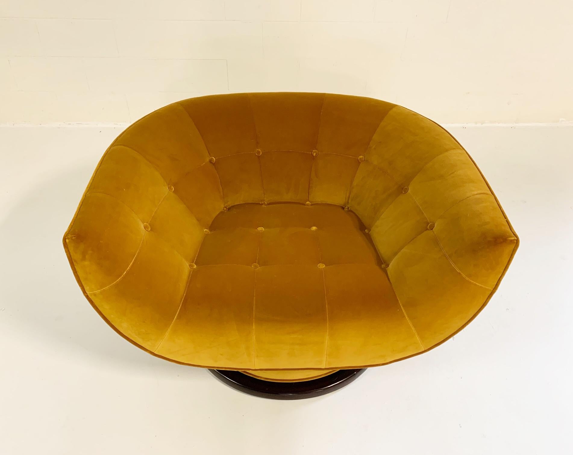 Mid-Century Modern Adrian Pearsall Swivel Lounge Chair in Loro Piana Velvet