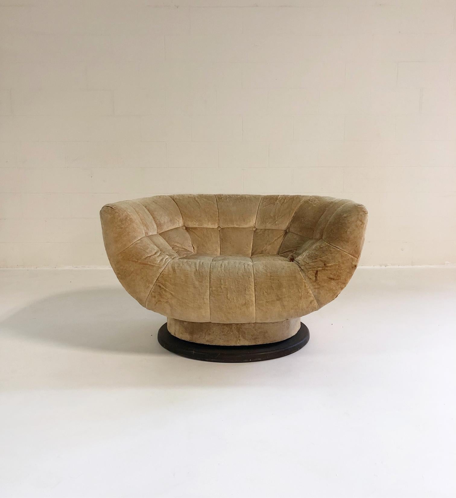 Adrian Pearsall Swivel Lounge Chair in Loro Piana Velvet 3