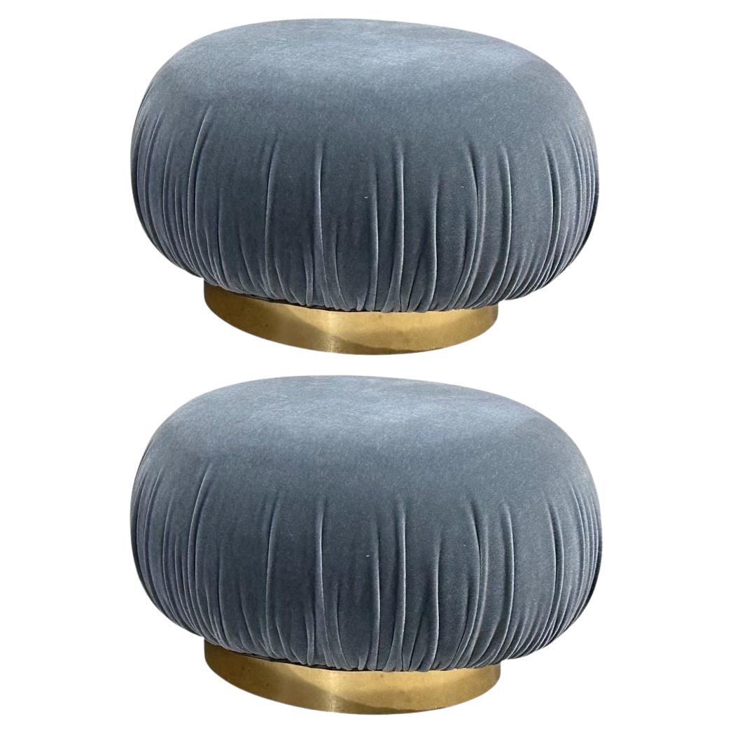 Ottomans pivotants Adrian Pearsall avec bases en laiton, 1980