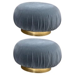 Ottomans pivotants Adrian Pearsall avec bases en laiton, 1980