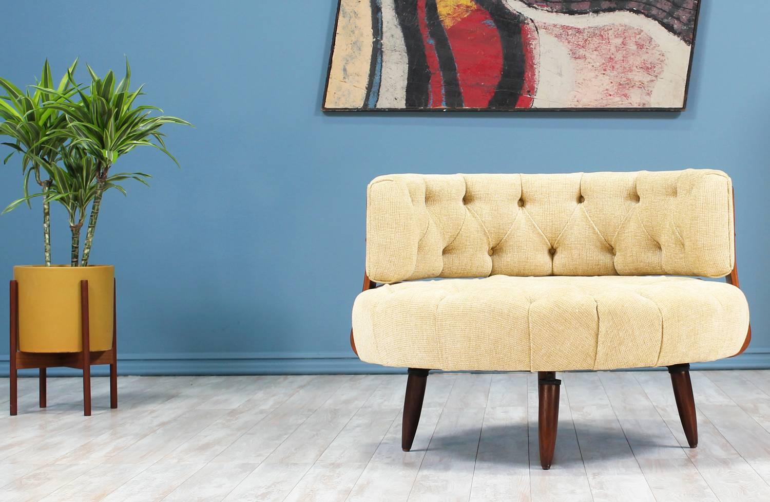 American Adrian Pearsall Swivel Tufted Chair for Craft Associates
