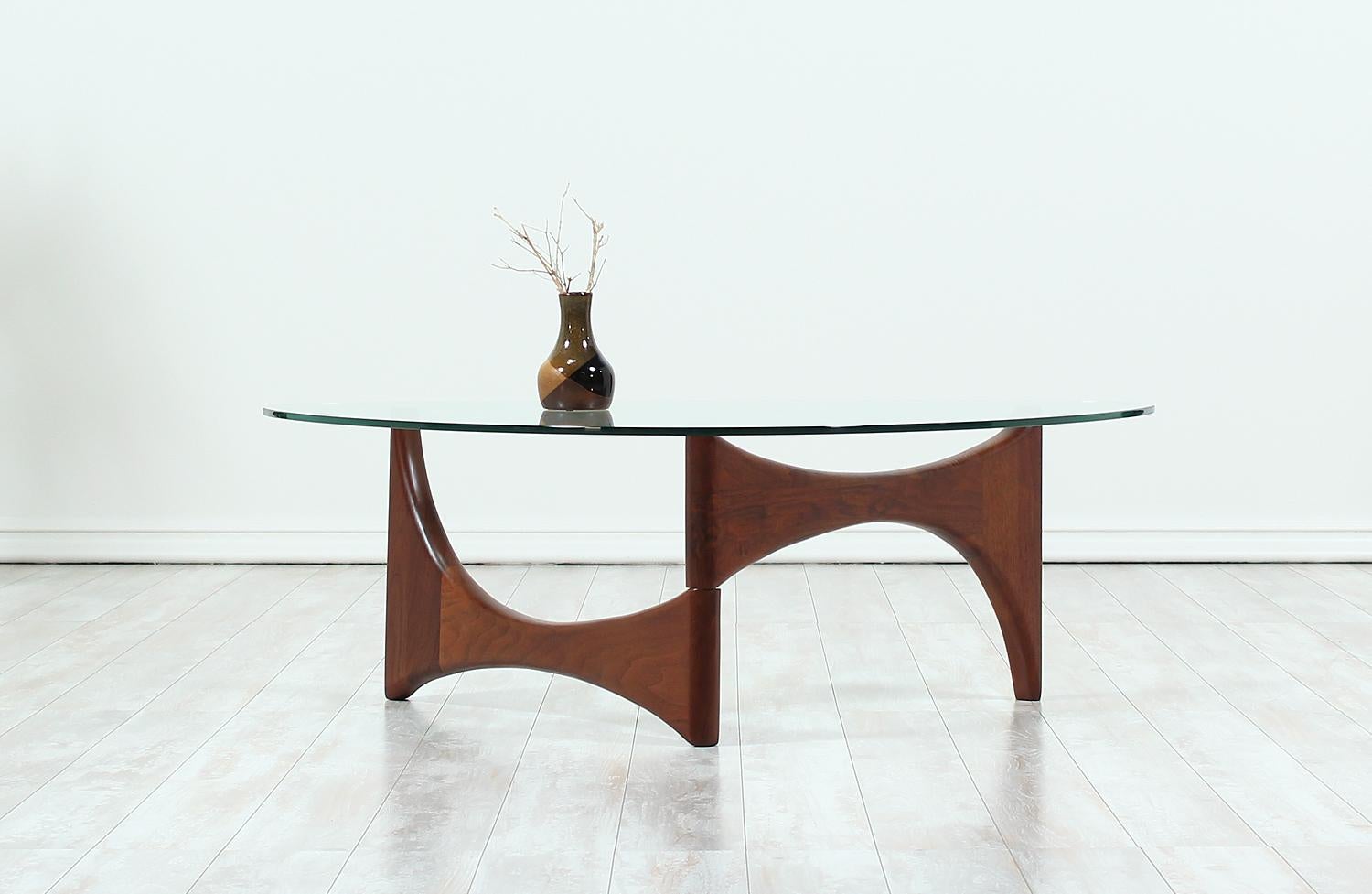American Adrian Pearsall Triangular Glass Top Coffee Table for Craft Associates