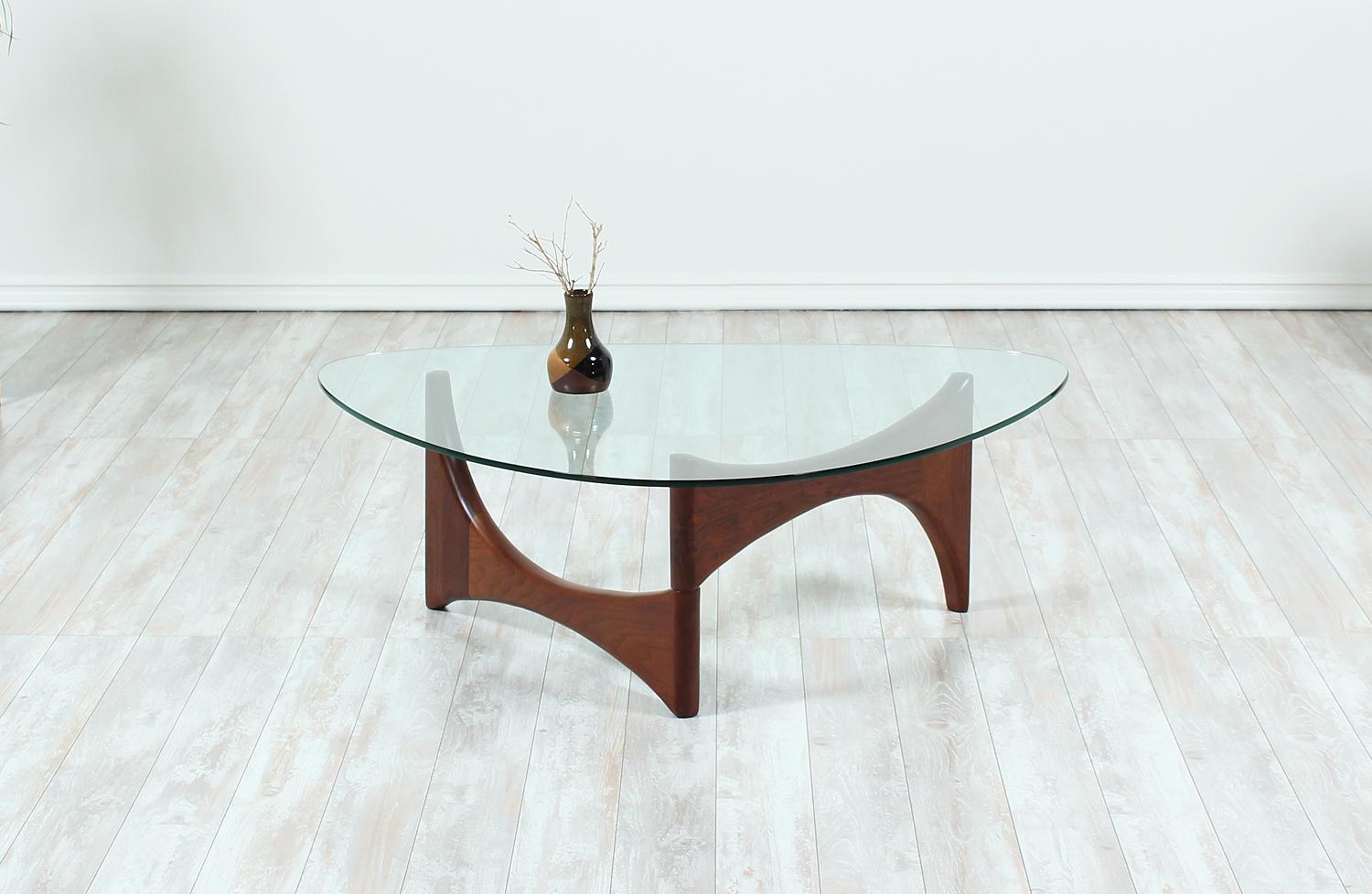 Adrian Pearsall Triangular Glass Top Coffee Table for Craft Associates In Excellent Condition In Los Angeles, CA