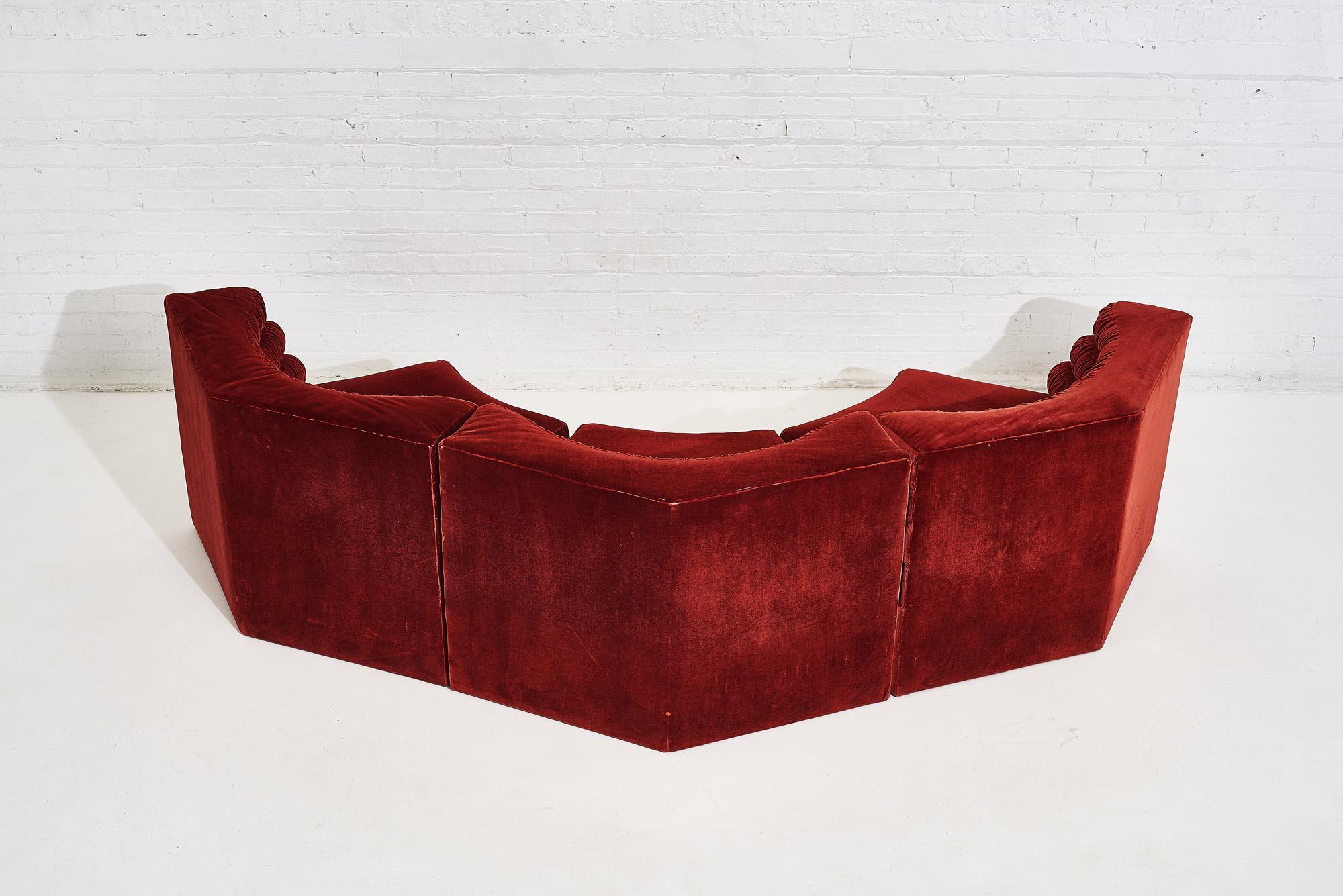 American Adrian Pearsall Tufted Sectional Sofa, 1970s