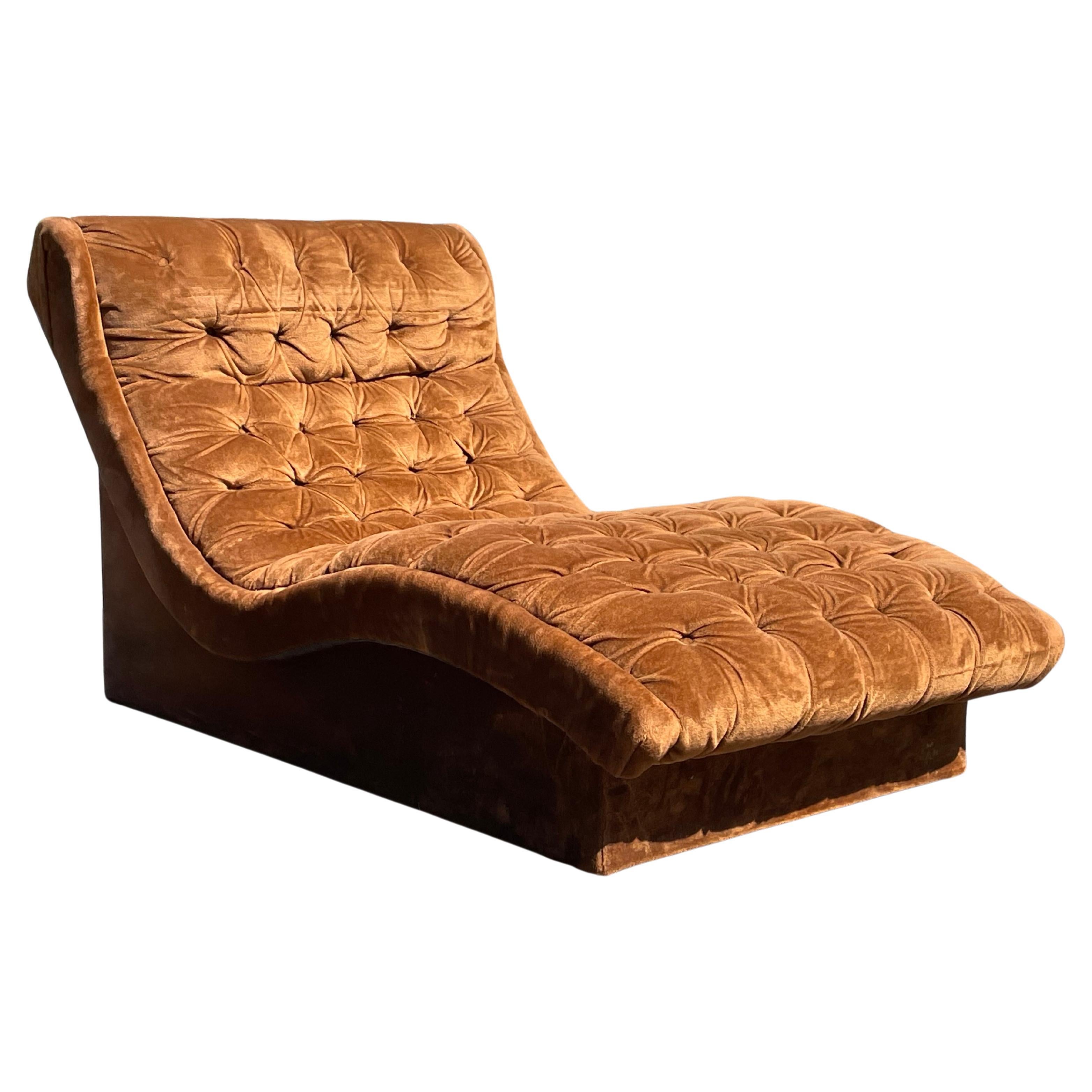 Adrian Pearsall Tufted Velvet Wave Chaise Lounge Chair 4