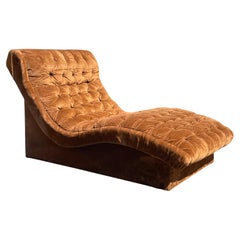 Adrian Pearsall Tufted Velvet Wave Chaise Lounge Chair