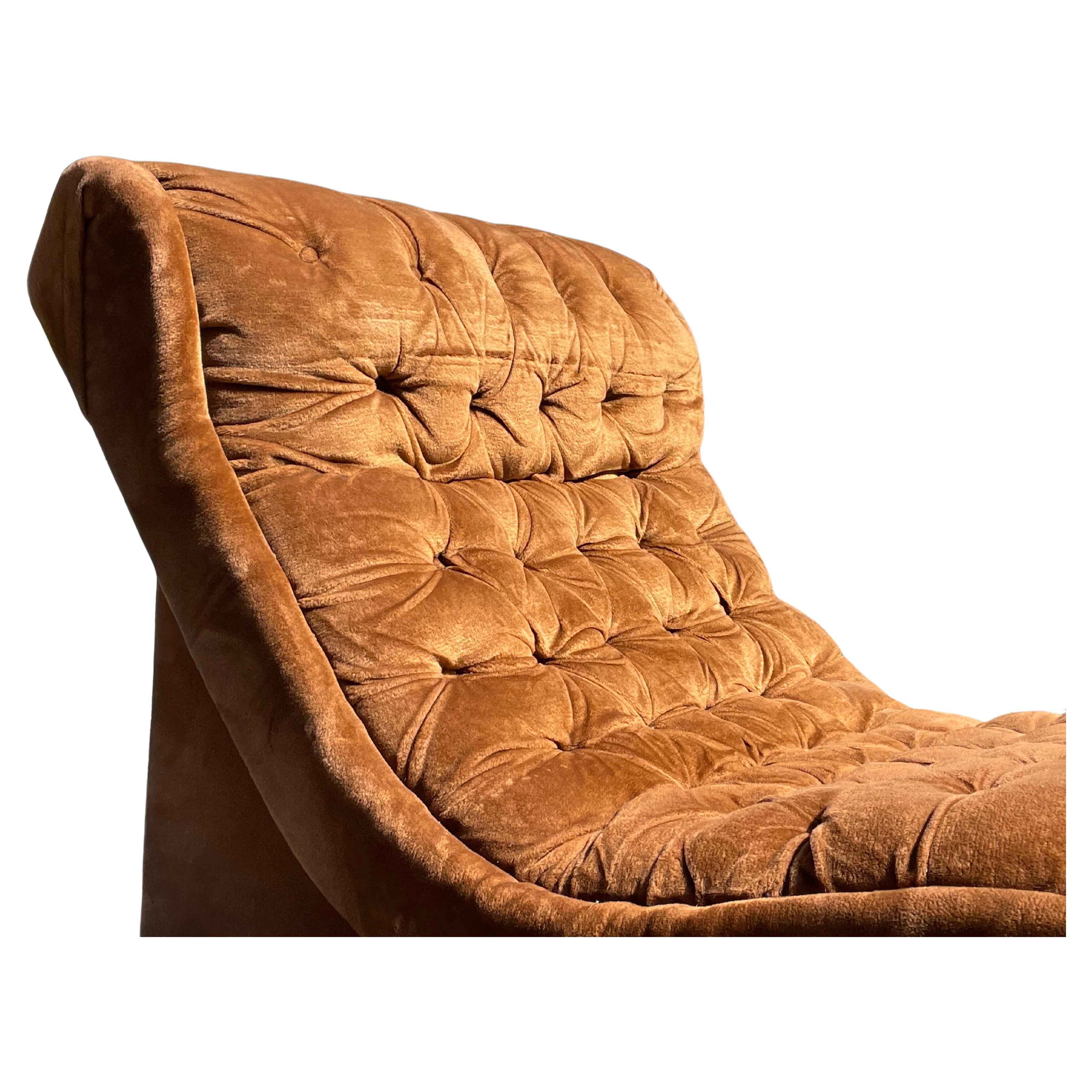 Adrian Pearsall Tufted Velvet Wave Chaise Lounge Chair In Good Condition In Los Angeles, CA