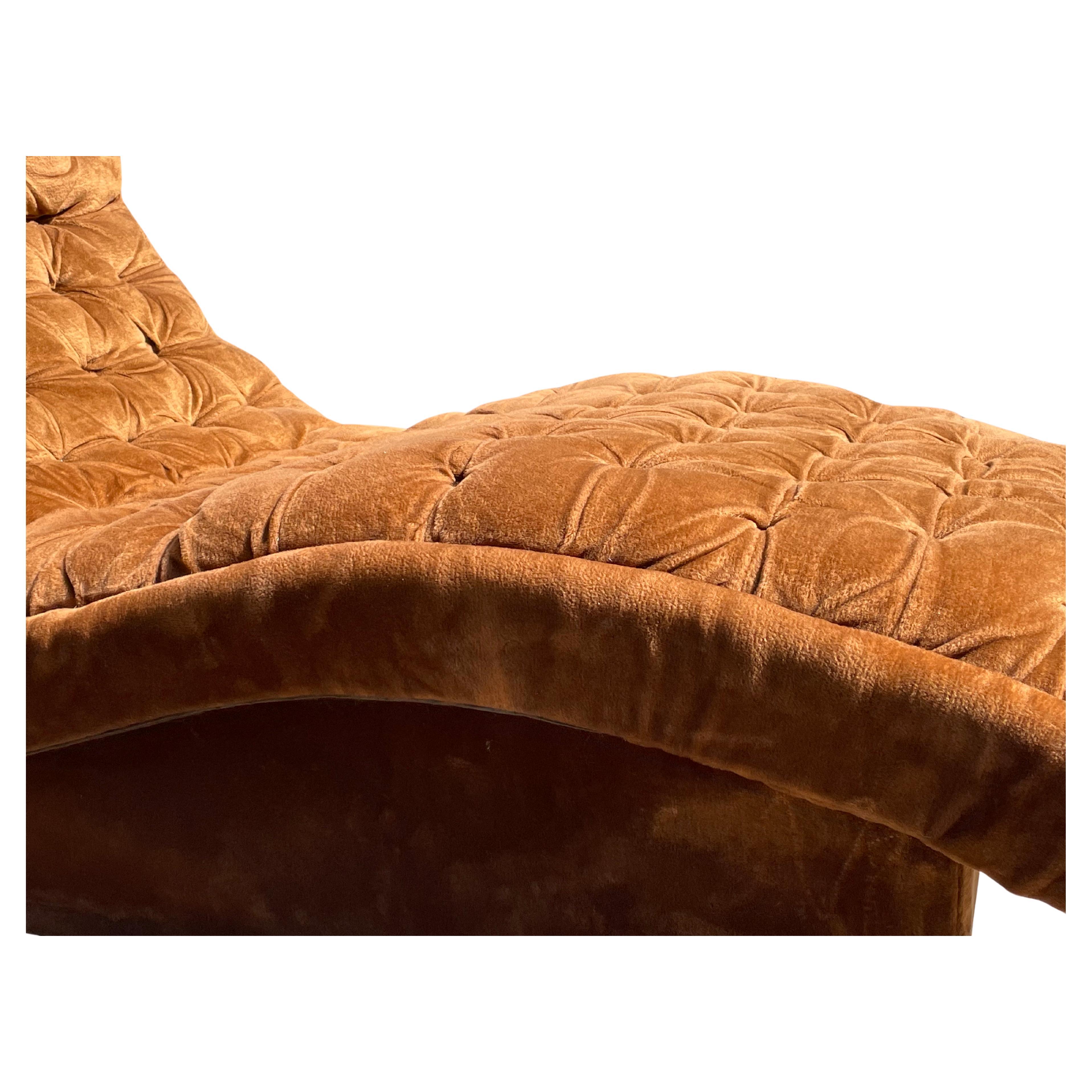 Mid-20th Century Adrian Pearsall Tufted Velvet Wave Chaise Lounge Chair