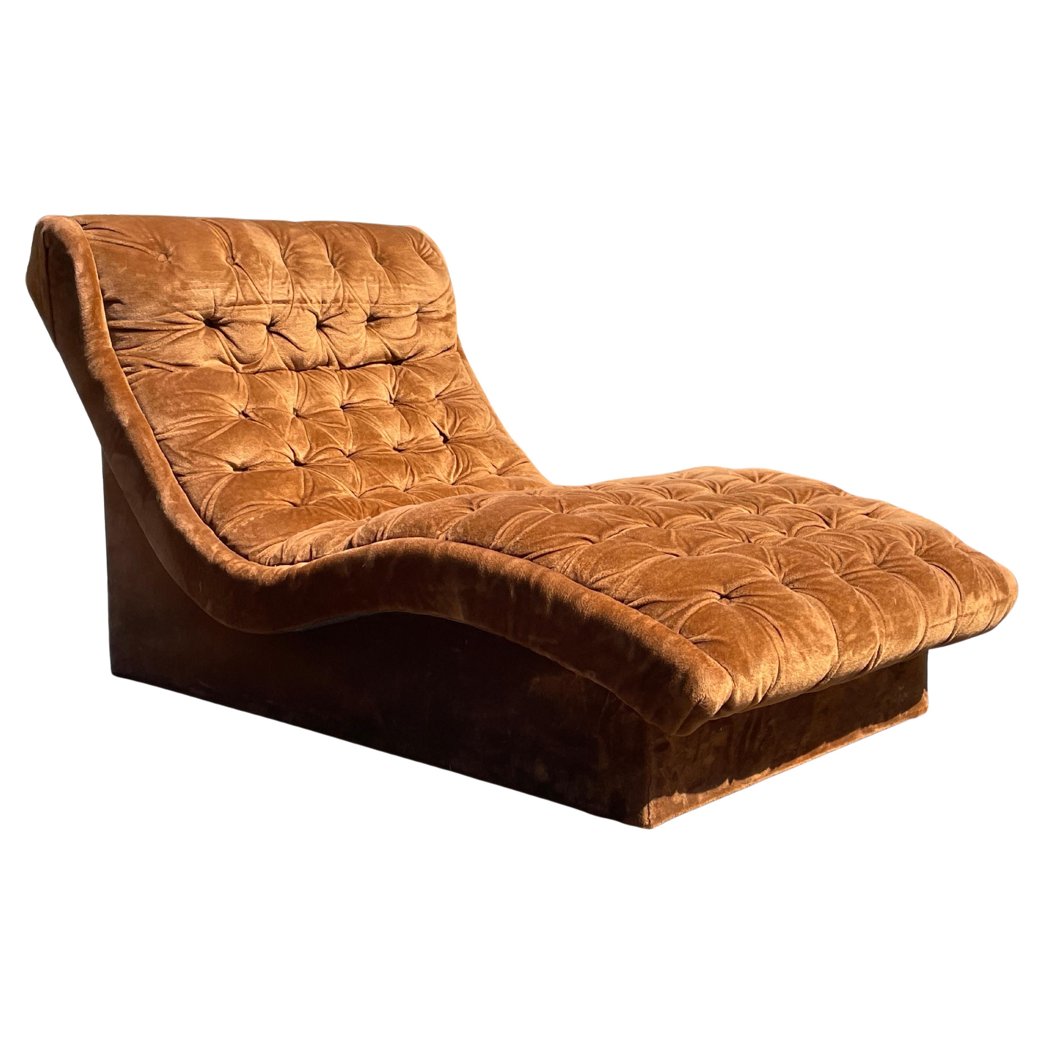 Adrian Pearsall Tufted Velvet Wave Chaise Lounge Chair 1