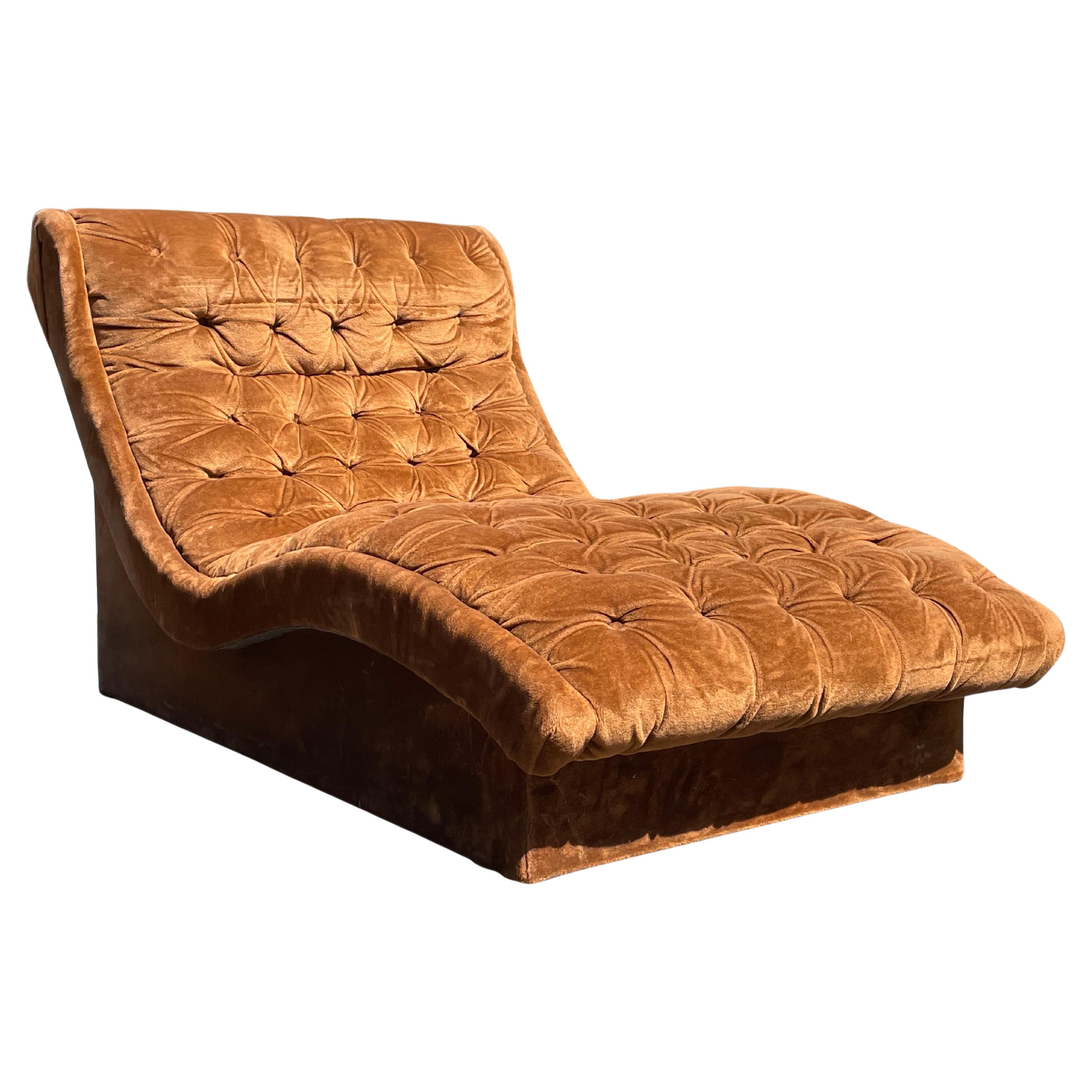 Adrian Pearsall Tufted Velvet Wave Chaise Lounge Chair 2