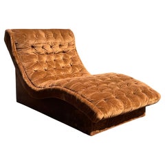 Adrian Pearsall Tufted Velvet Wave Chaise Lounge Chair