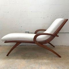 Adrian Pearsall Walnut and Boucle Wave Chaise Lounge, USA, 1960s