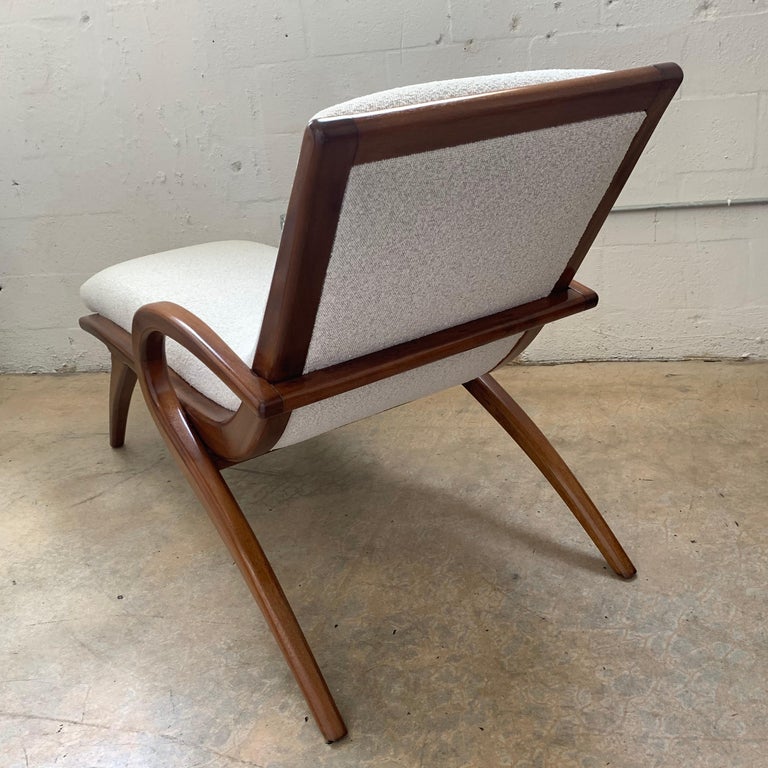 Adrian Pearsall Walnut and Boucle Wave Chaise Lounge, USA, 1960s at 1stDibs