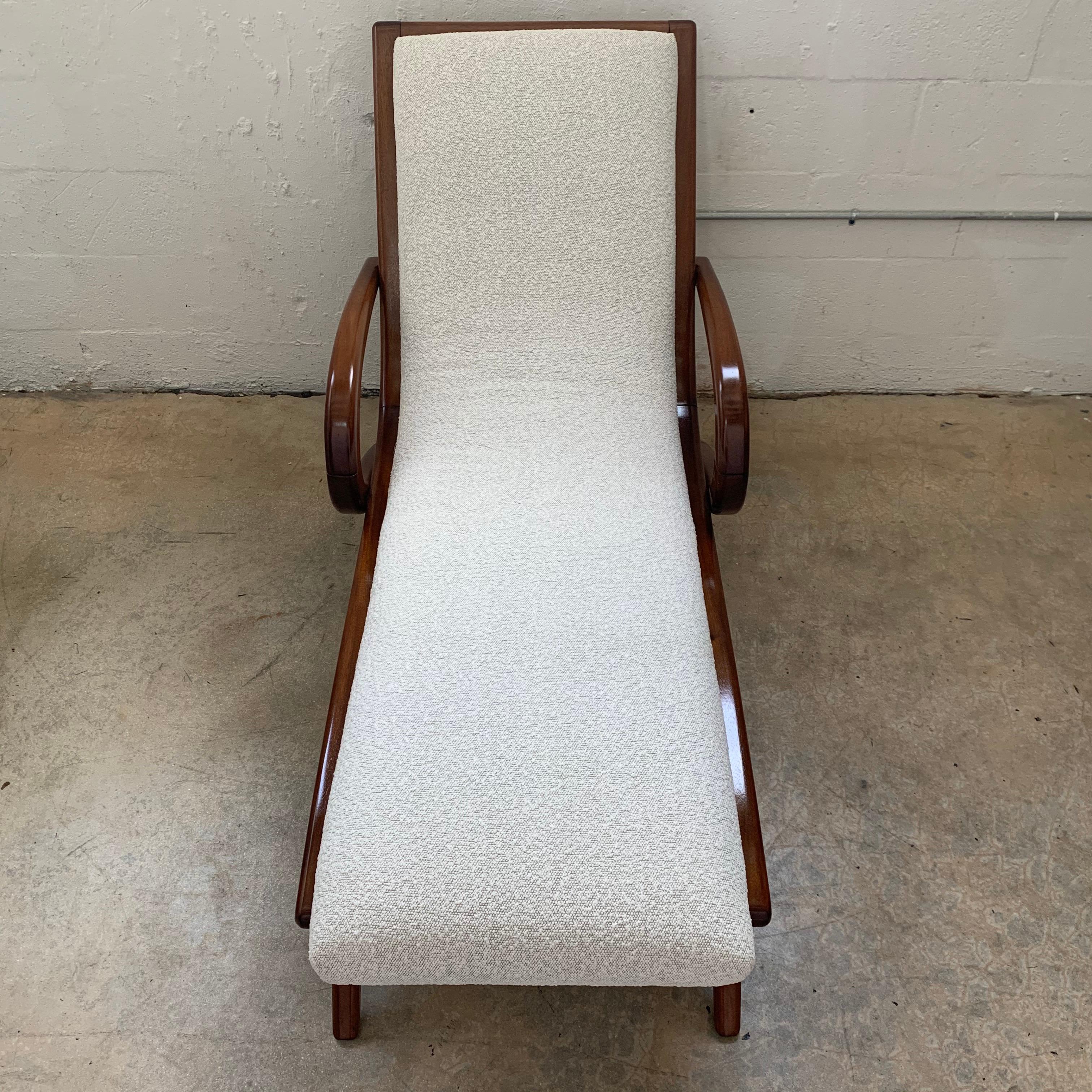 20th Century Adrian Pearsall Walnut and Boucle Wave Chaise Lounge, USA, 1960s