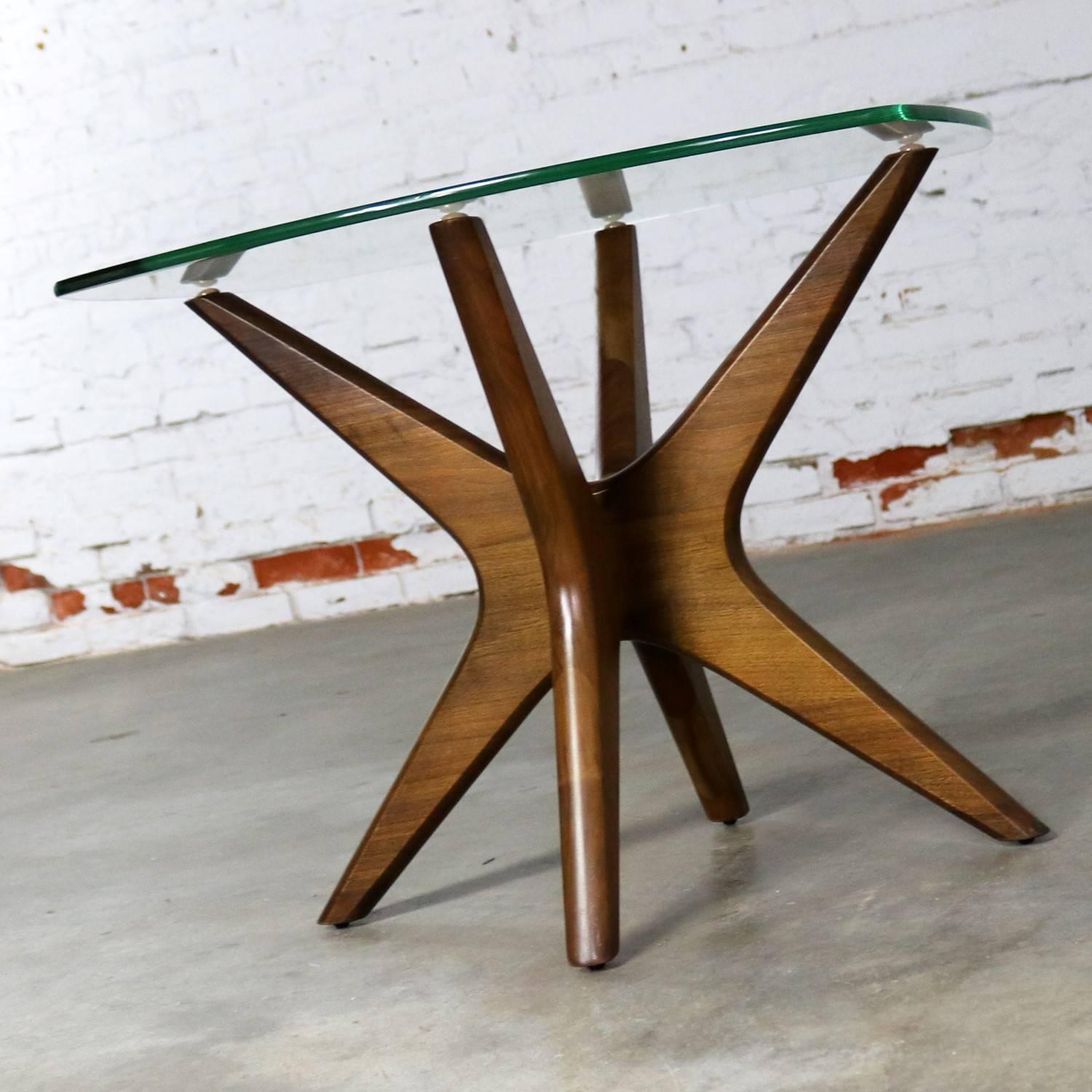 Adrian Pearsall Walnut and Glass Jacks Side Table, Mid-Century Modern 4