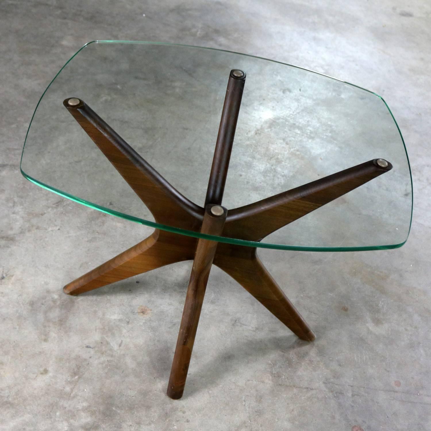Adrian Pearsall Walnut and Glass Jacks Side Table, Mid-Century Modern In Good Condition In Topeka, KS