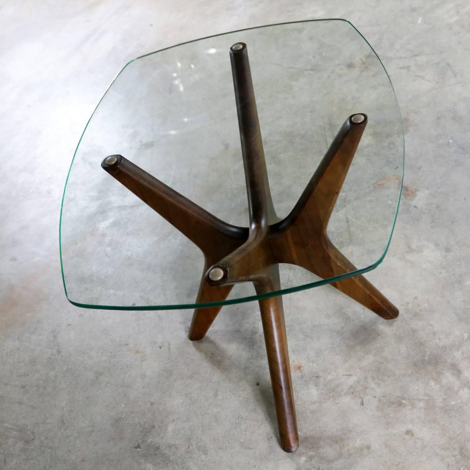20th Century Adrian Pearsall Walnut and Glass Jacks Side Table, Mid-Century Modern