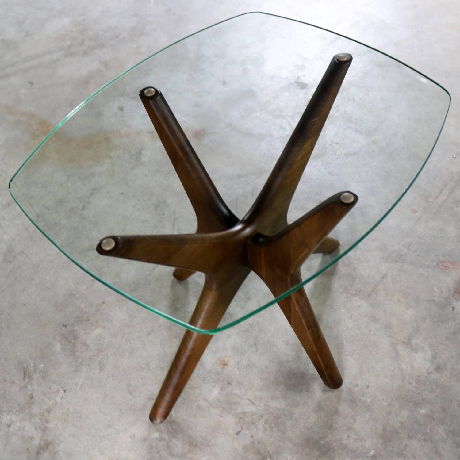 Adrian Pearsall Walnut and Glass Jacks Side Table, Mid-Century Modern 1