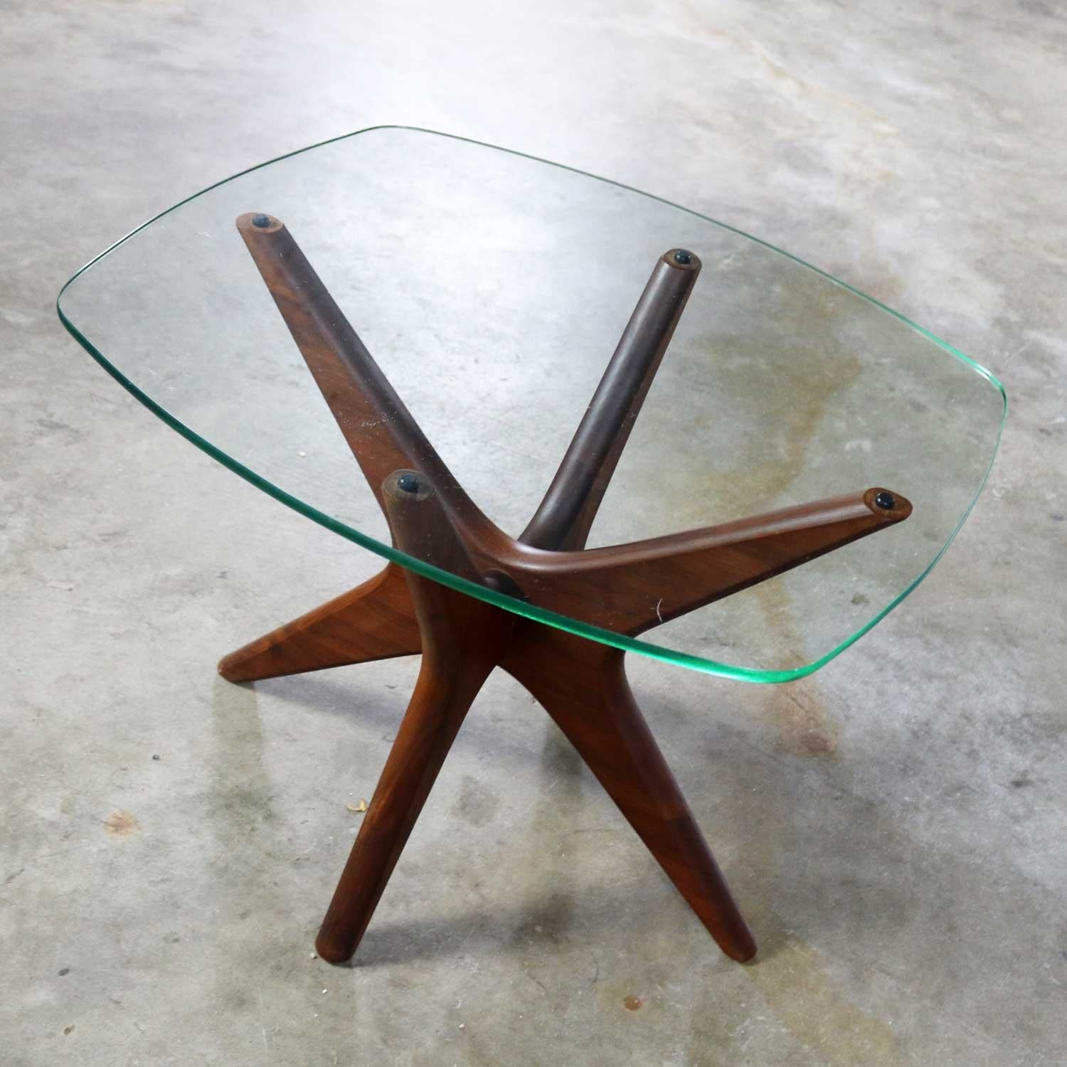Adrian Pearsall Walnut and Glass Jacks Side Table, Mid-Century Modern In Good Condition In Topeka, KS