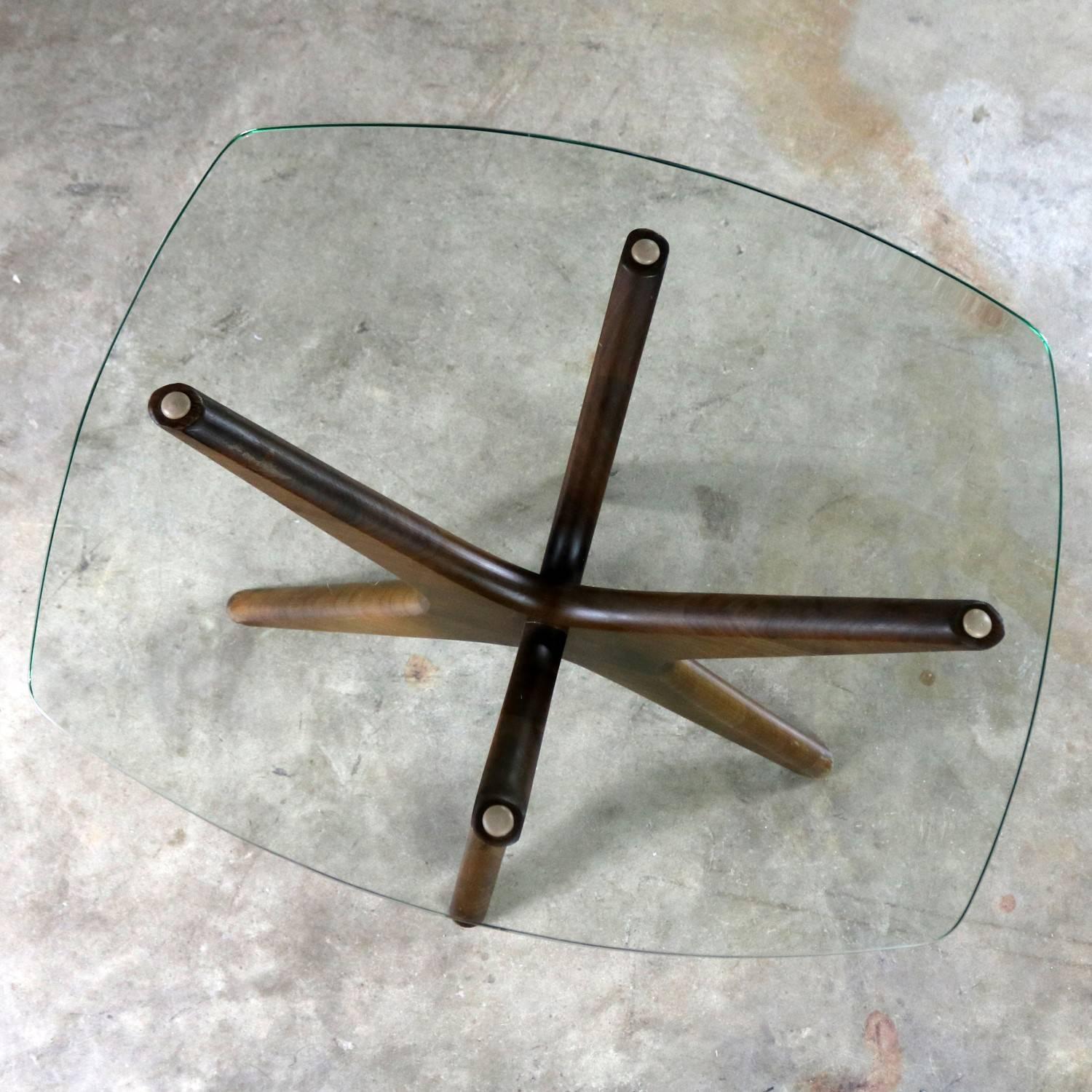 Adrian Pearsall Walnut and Glass Jacks Side Table, Mid-Century Modern 2
